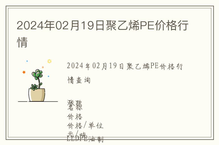 2024年02月19日聚乙烯PE價格行情