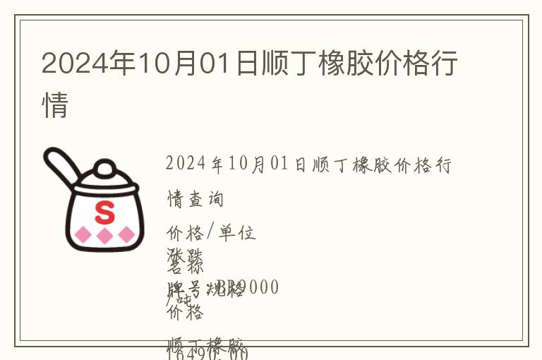 2024年10月01日順丁橡膠價格行情