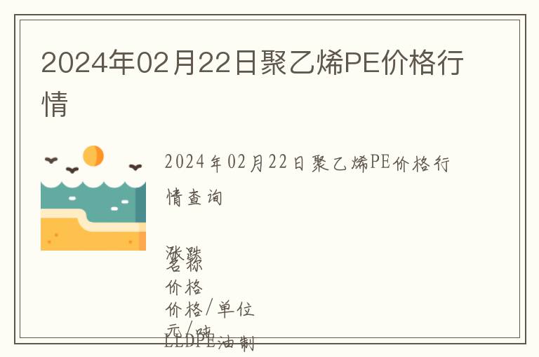 2024年02月22日聚乙烯PE價格行情