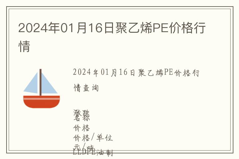 2024年01月16日聚乙烯PE價格行情