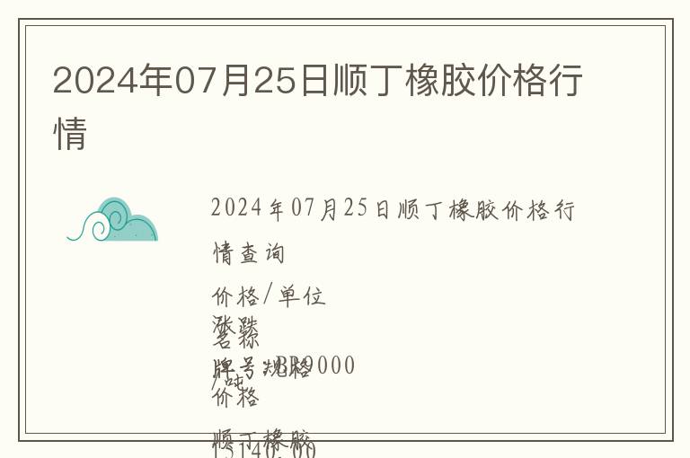 2024年07月25日順丁橡膠價格行情