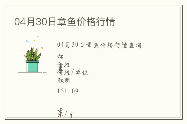 04月30日章魚價(jià)格行情