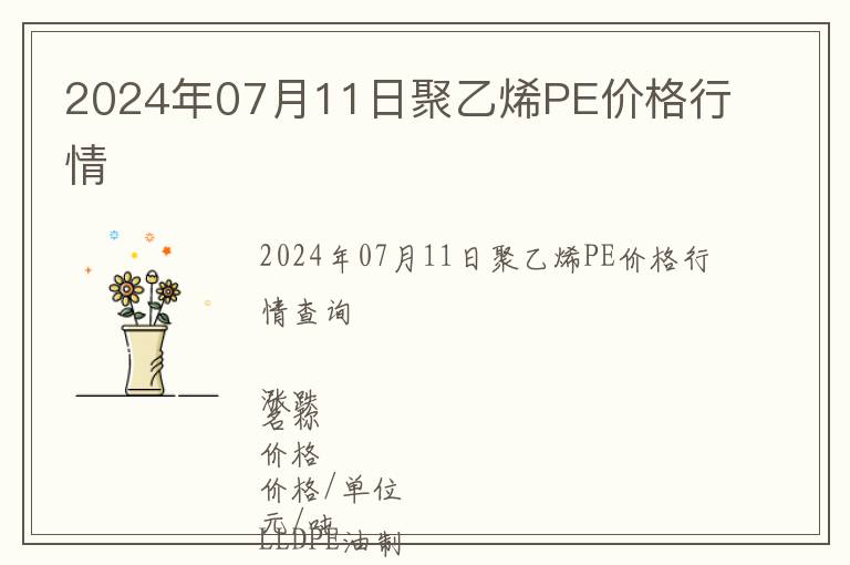 2024年07月11日聚乙烯PE價(jià)格行情