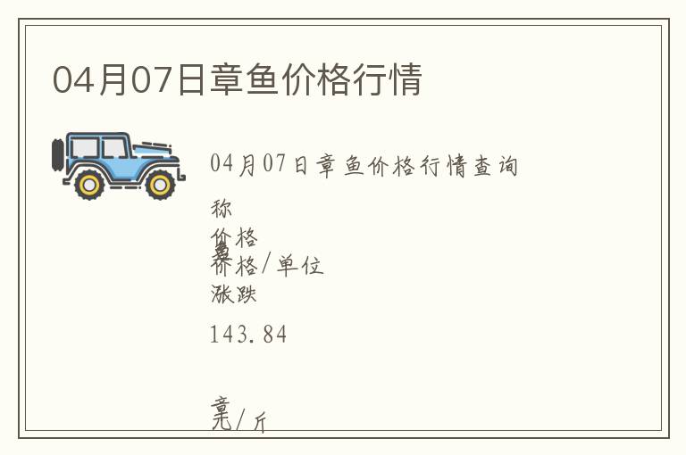 04月07日章魚價格行情