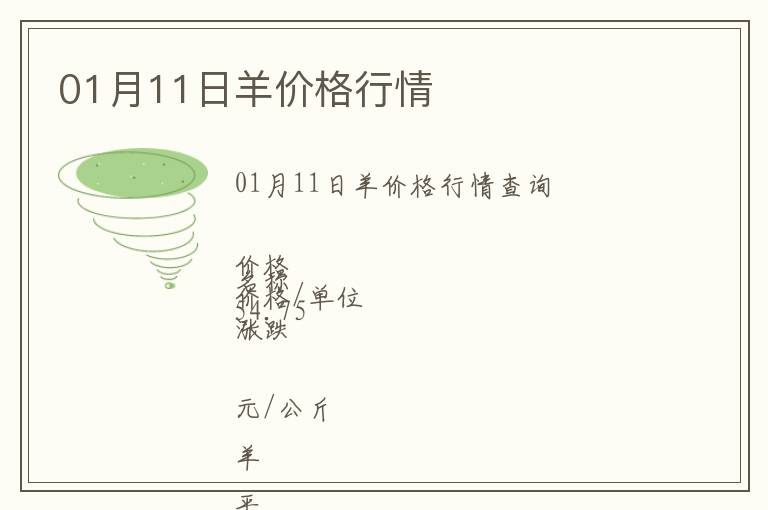 01月11日羊價格行情