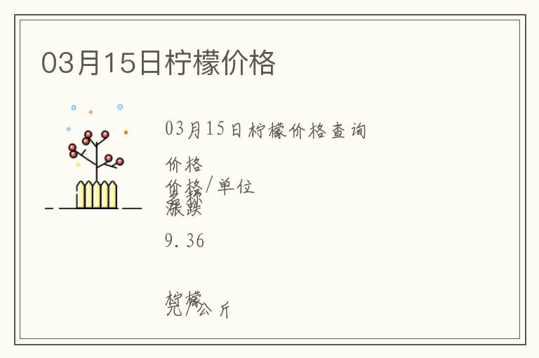 03月15日檸檬價格