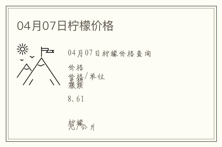 04月07日檸檬價格