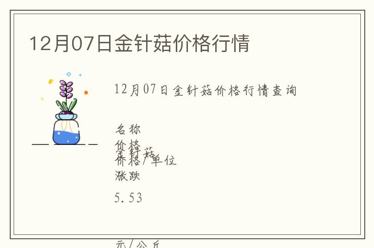 12月07日金針菇價(jià)格行情