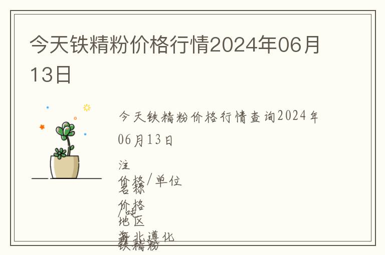 今天鐵精粉價(jià)格行情2024年06月13日