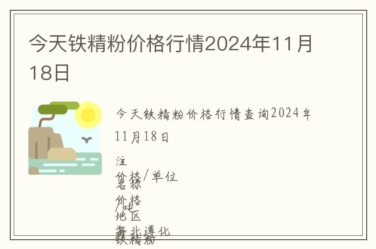 今天鐵精粉價(jià)格行情2024年11月18日