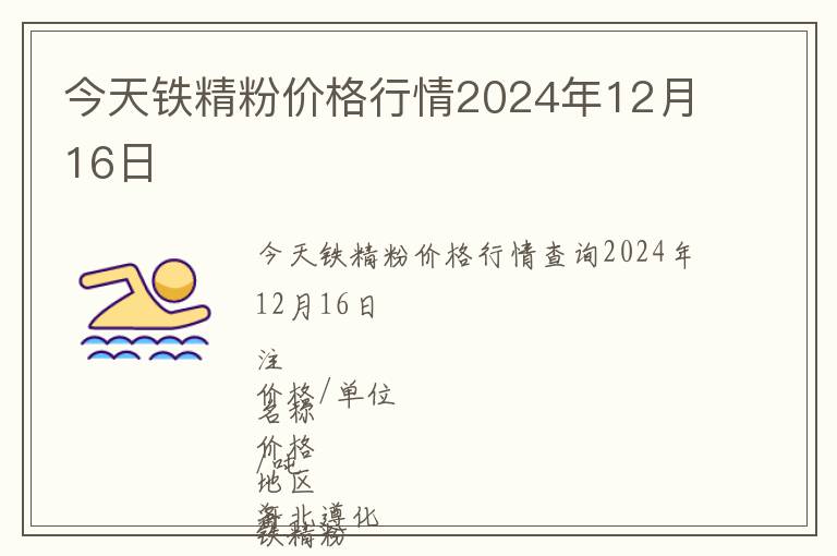 今天鐵精粉價(jià)格行情2024年12月16日