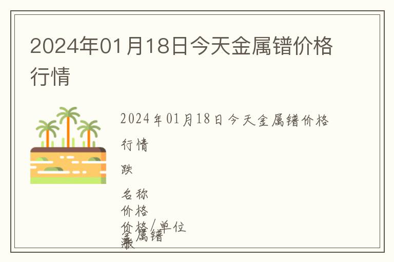 2024年01月18日今天金屬鐠價(jià)格行情