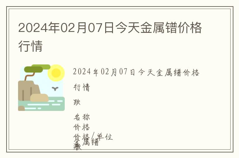 2024年02月07日今天金屬鐠價格行情