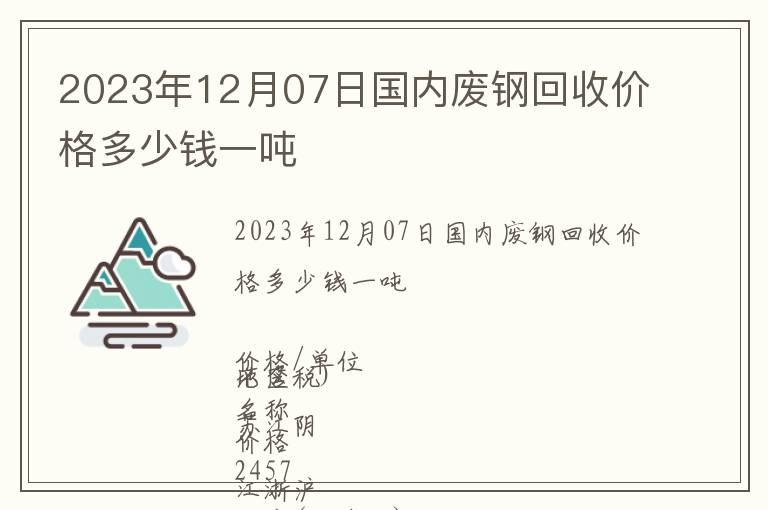2023年12月07日國內廢鋼回收價格多少錢一噸