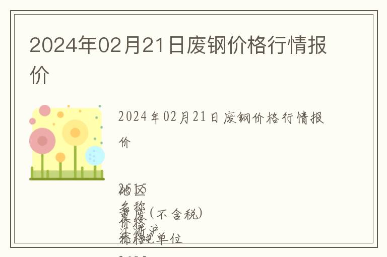 2024年02月21日廢鋼價格行情報價