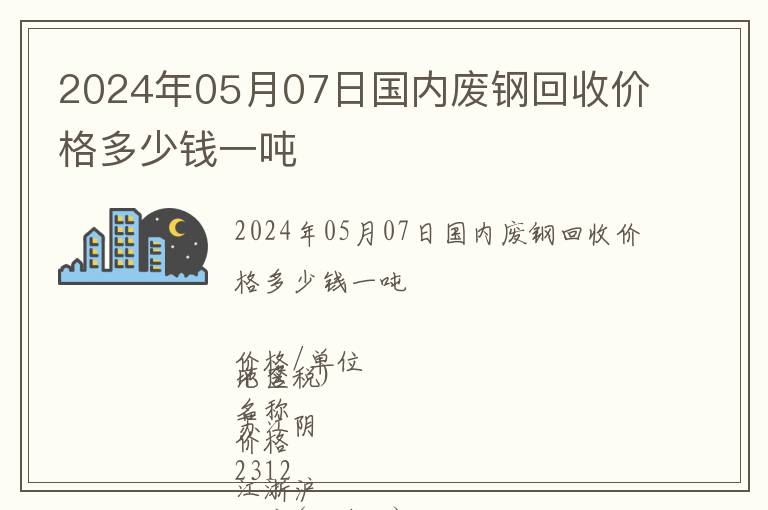 2024年05月07日國內(nèi)廢鋼回收價格多少錢一噸