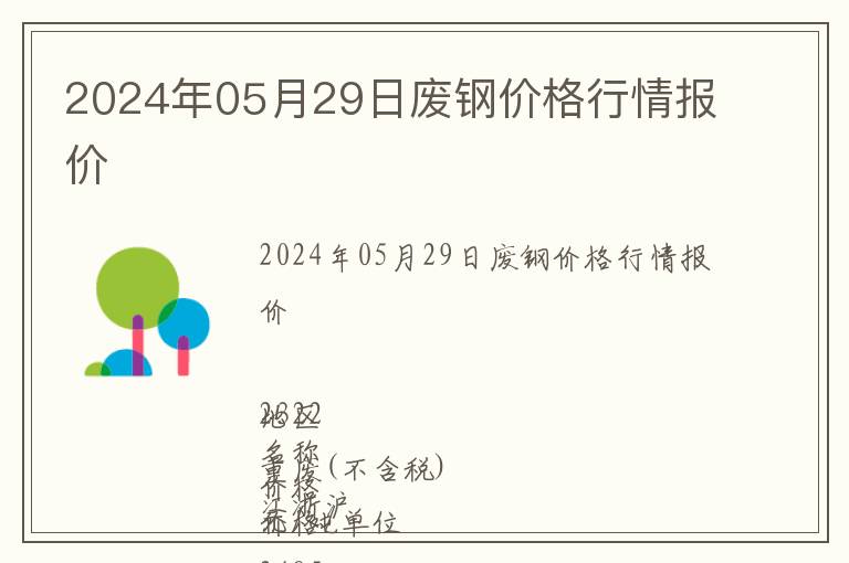 2024年05月29日廢鋼價格行情報價