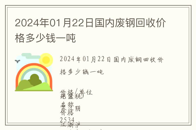 2024年01月22日國內廢鋼回收價格多少錢一噸
