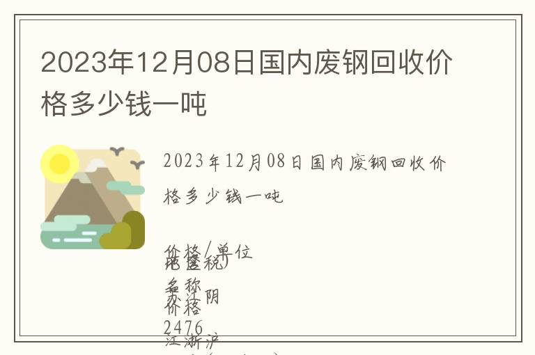 2023年12月08日國內(nèi)廢鋼回收價格多少錢一噸