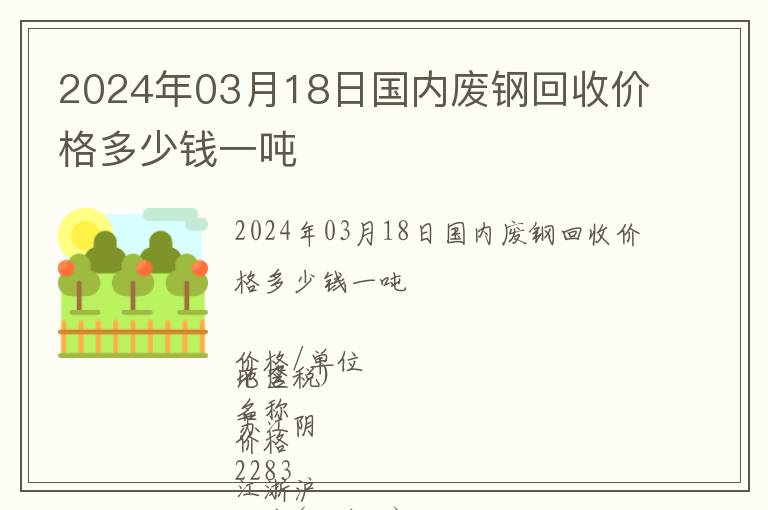 2024年03月18日國內(nèi)廢鋼回收價格多少錢一噸