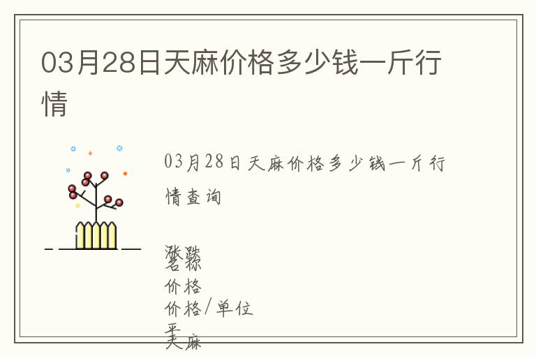 03月28日天麻價(jià)格多少錢一斤行情