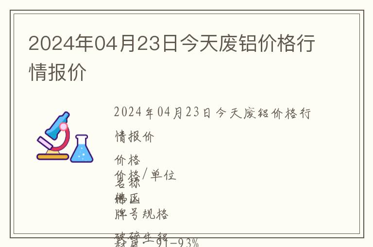 2024年04月23日今天廢鋁價格行情報價