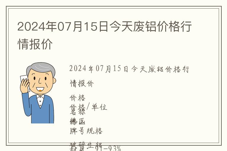 2024年07月15日今天廢鋁價格行情報價
