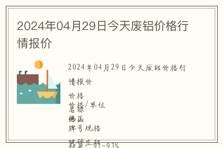 2024年04月29日今天廢鋁價(jià)格行情報(bào)價(jià)