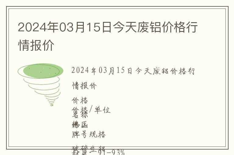 2024年03月15日今天廢鋁價(jià)格行情報(bào)價(jià)