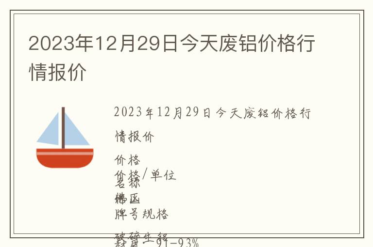 2023年12月29日今天廢鋁價(jià)格行情報(bào)價(jià)