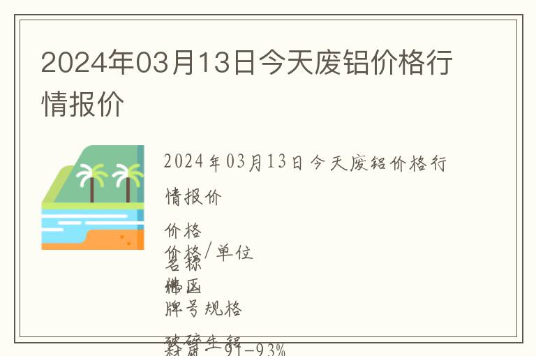 2024年03月13日今天廢鋁價格行情報價