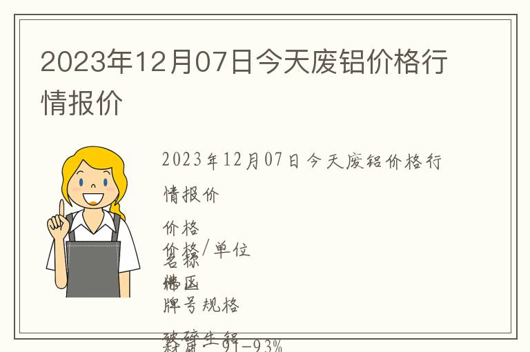 2023年12月07日今天廢鋁價格行情報價