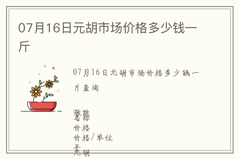 07月16日元胡市場價格多少錢一斤