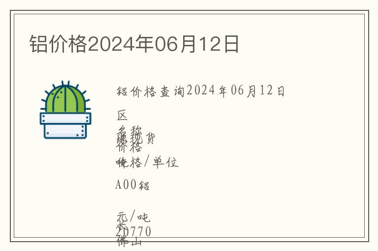 鋁價格2024年06月12日