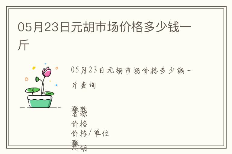 05月23日元胡市場價格多少錢一斤
