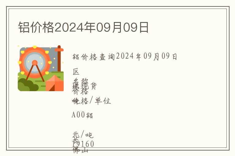 鋁價(jià)格2024年09月09日