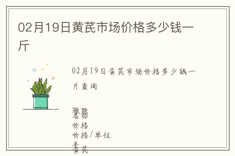 02月19日黃芪市場(chǎng)價(jià)格多少錢一斤