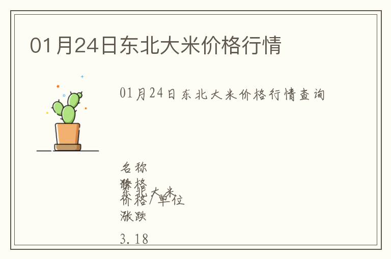 01月24日東北大米價格行情