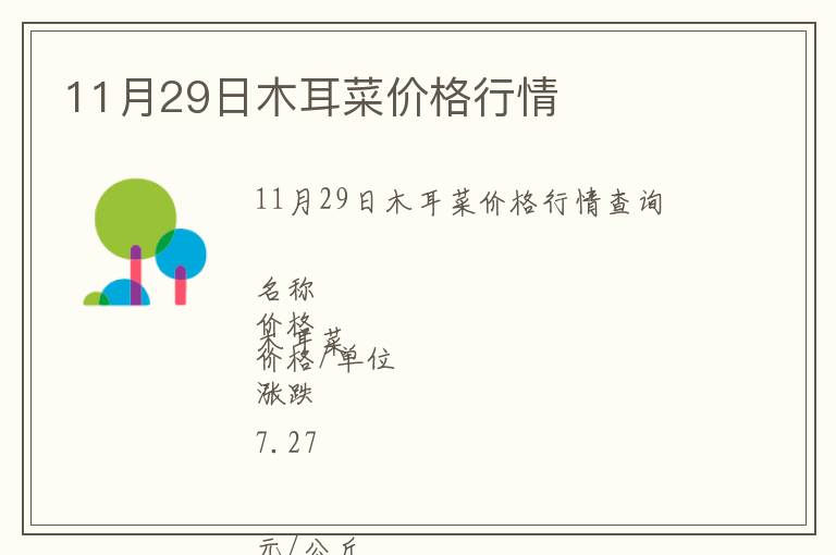 11月29日木耳菜價格行情