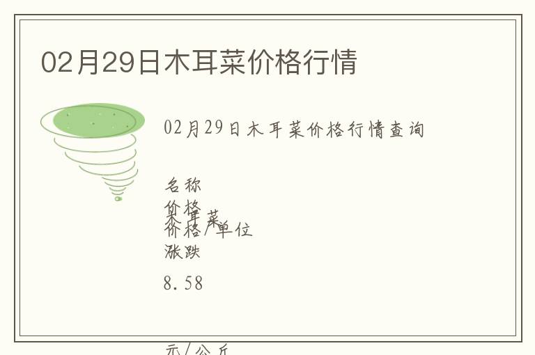 02月29日木耳菜價格行情