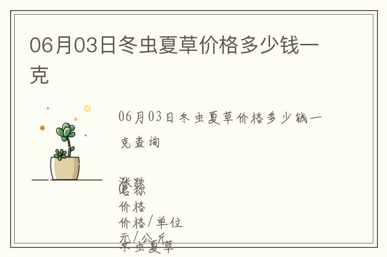 06月03日冬蟲夏草價格多少錢一克