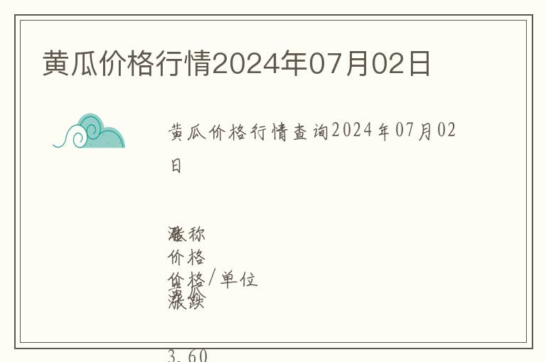 黃瓜價格行情2024年07月02日