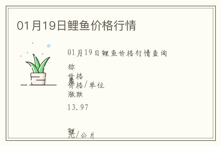 01月19日鯉魚價(jià)格行情
