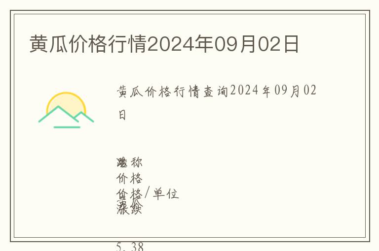 黃瓜價格行情2024年09月02日