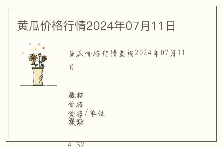 黃瓜價(jià)格行情2024年07月11日
