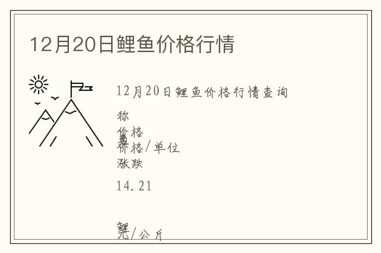 12月20日鯉魚價格行情