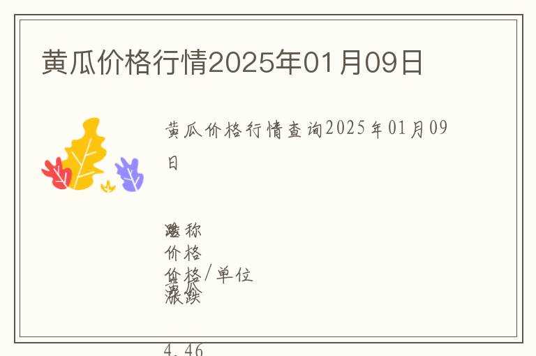 黃瓜價格行情2025年01月09日