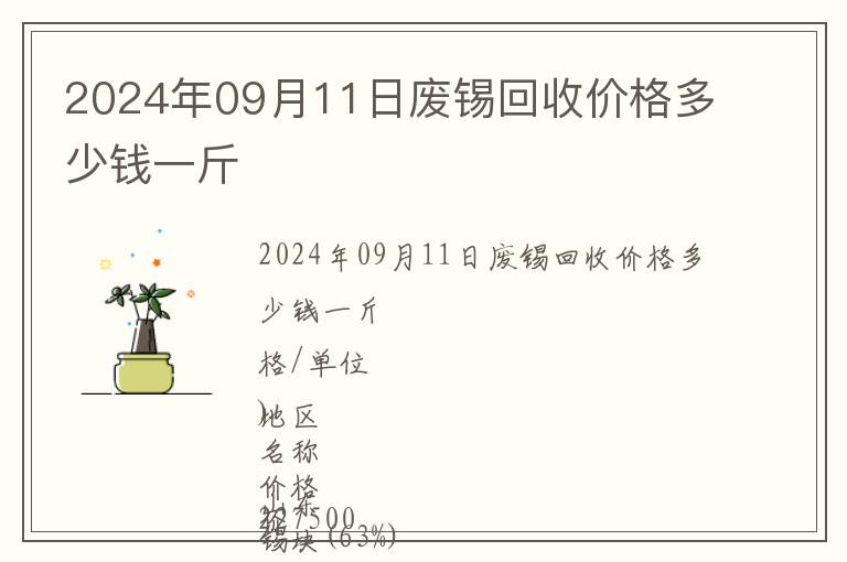 2024年09月11日廢錫回收價(jià)格多少錢一斤