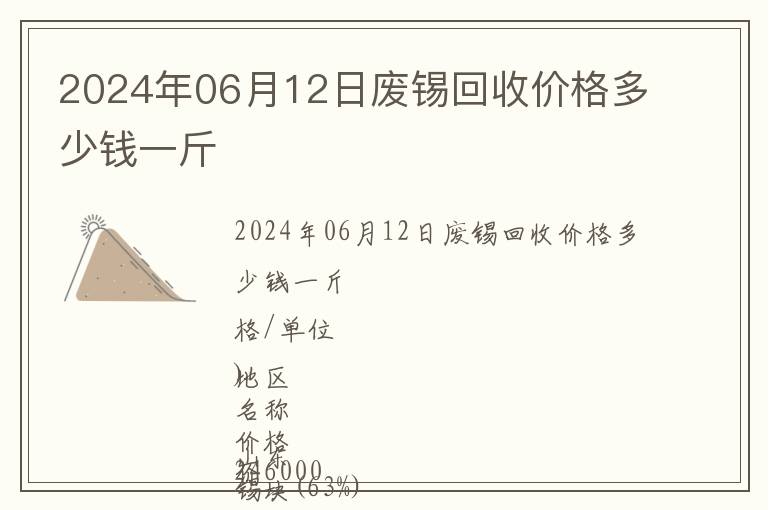 2024年06月12日廢錫回收價格多少錢一斤
