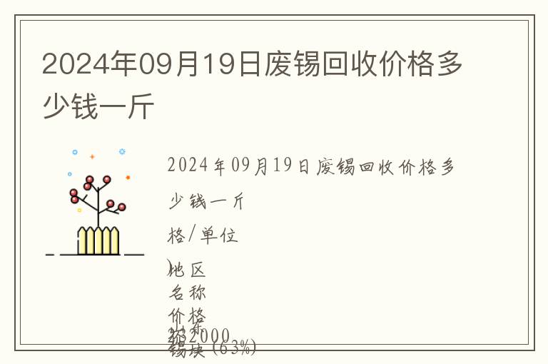 2024年09月19日廢錫回收價(jià)格多少錢一斤